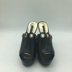 Black Women Open Toe Mules Platform Chunky High Heels Sandals